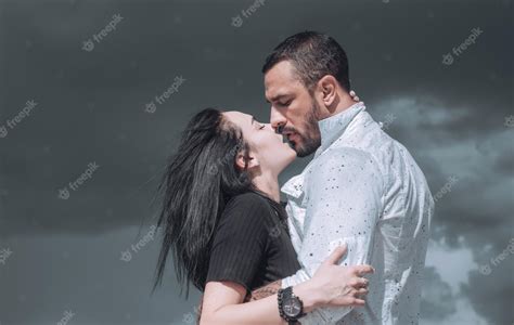 Premium Photo Embrace And Kiss Couple In French Kiss In Love And I Love You Sensual Embrace