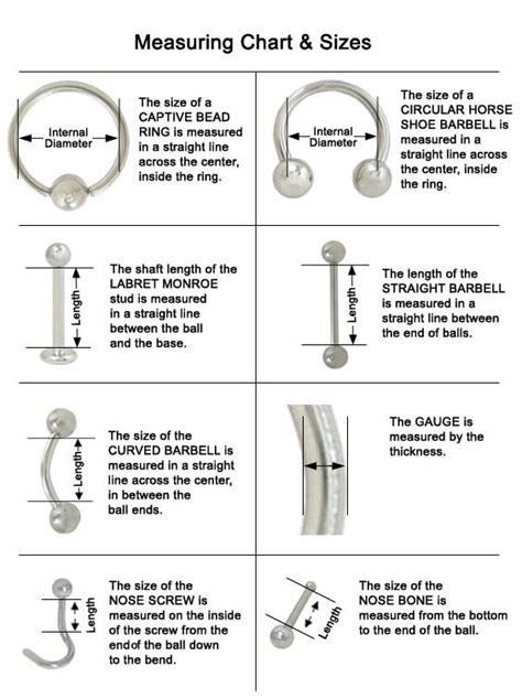 Body Jewellery Size Chart The Body Jewellery Store