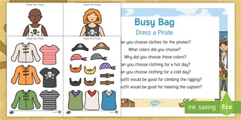 Dress A Pirate Busy Bag Prompt Card Resource Pack English United States