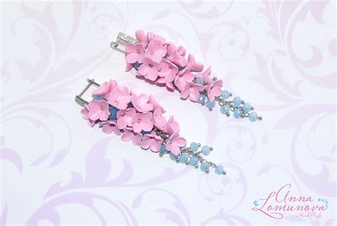 Blue pink long earring Pink girlfriend gift Light pink earring | Etsy | Pink earrings, Pink 