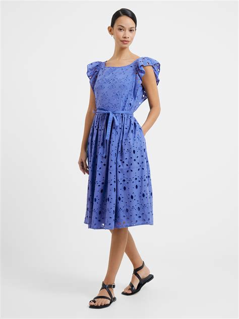 Cilla Broderie Anglaise Dress Baja Blue French Connection Uk