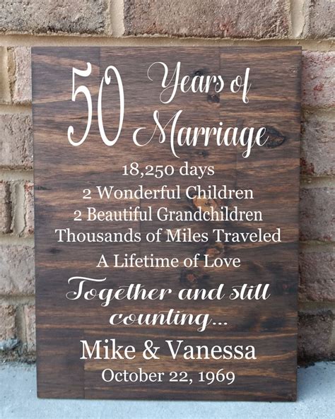 50 Years Of Marriage Hand Painted Wood Sign 50th Anniversary Etsy