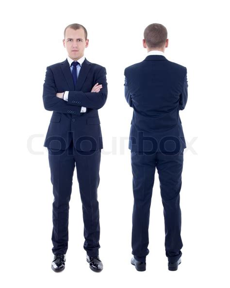 Front And Back View Of Young Man In Business Suit Isolated On White