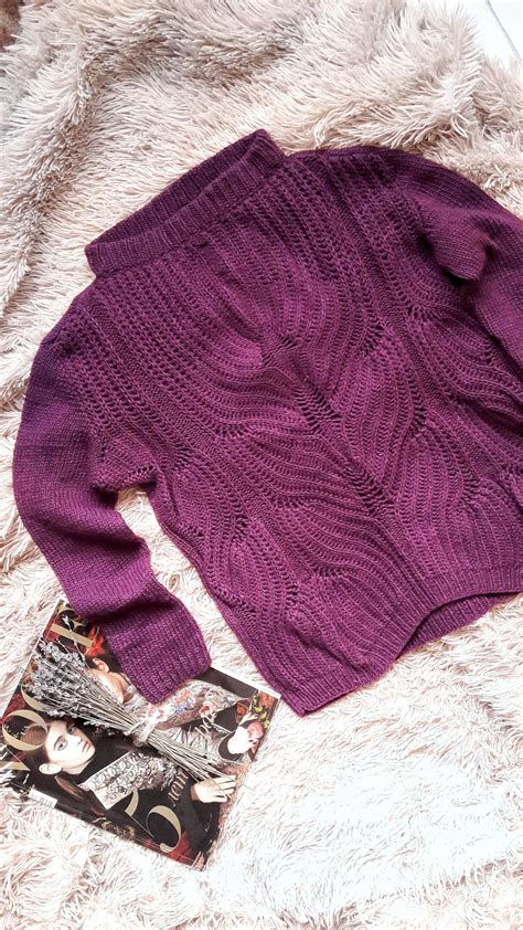 Ready To Ship Purple Orchid Sweater For Women Hand Knitted Merino Wool Sweater For Women