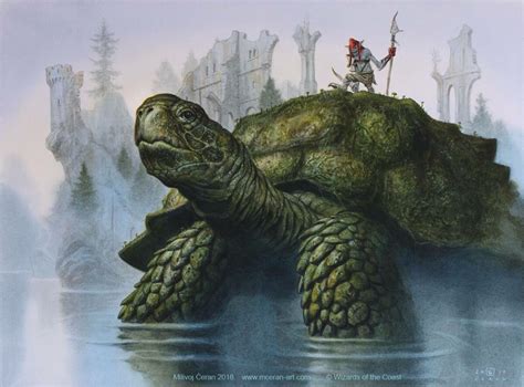 mistford river turtle mtg art from throne of eldraine set by milivoj ceran art of magic the