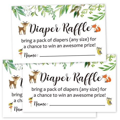 Buy Apowus Diaper Raffle Tickets Woodland Baby Shower Game Invitations