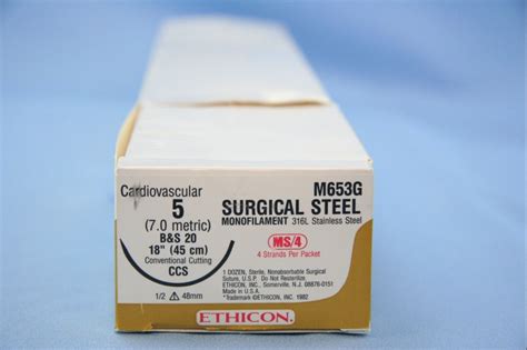 Ethicon Suture M653g 5 Surgical Steel 4 X 18 Ccs Conventional