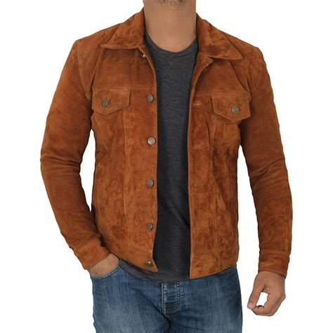 Outfit Craze Outfit Craze Mens Suede Jacket Slim Fit Real Suede
