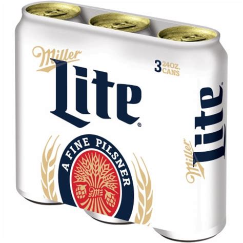 Miller Lite American Pilsner Light Lager Beer 3 Cans 24 Fl Oz