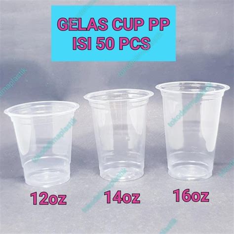 Jual Gelas Plastik Pp 12oz 14oz 16oz Gelas Cup Isi 50 Pcs Shopee Indonesia