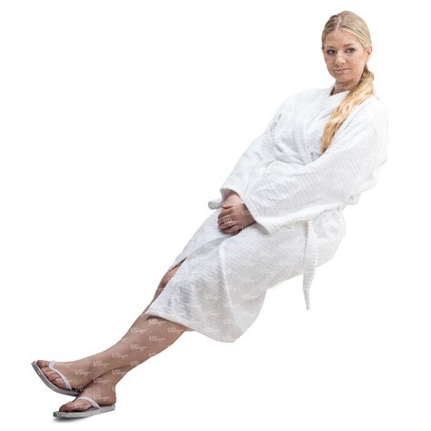 Woman In A White Bathrobe Sitting Vishopper
