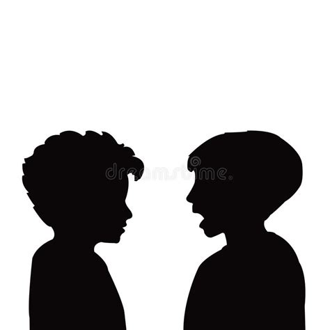 Two Boys Talking Body Part Silhouette Vector Stock Vector
