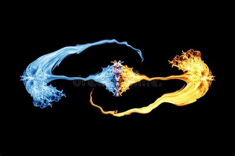 Fire And Ice Fire Flame And Smoke On Black Stock Illustration