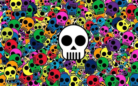 Online Crop Hd Wallpaper Multicolored Skull Wallpaper Background