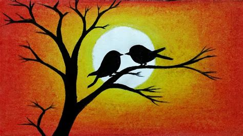 A sunset silhouette always makes for a colorful drawing, but if you add in a few halloweenish elements, then you get a fun seasonal project as well. Easy Simple Sunset Landscape Drawing - Glodakk