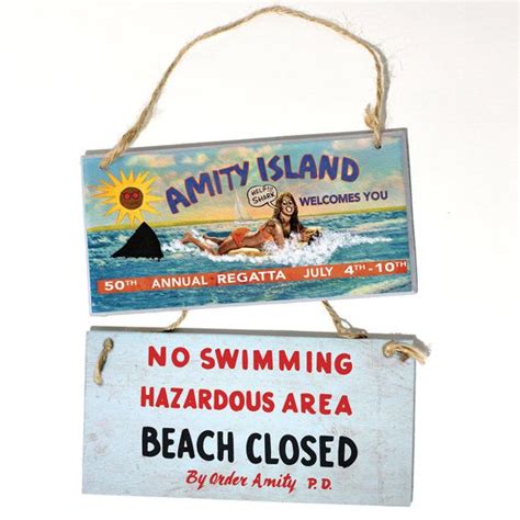 Jaws Amity Island Billboard Sign Amity Jaws Movie Beach Close