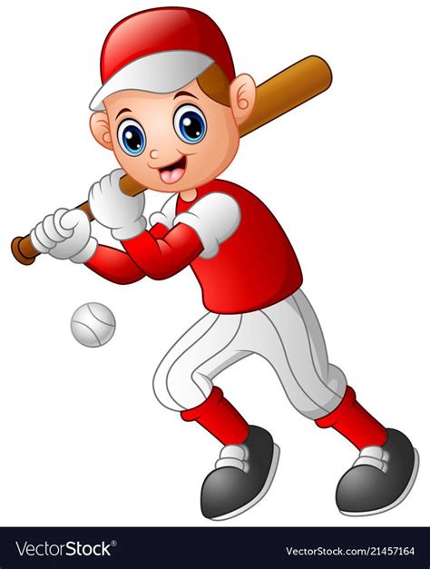 Cartoon Boy Playing Baseball Royalty Free Vector Image Baseball