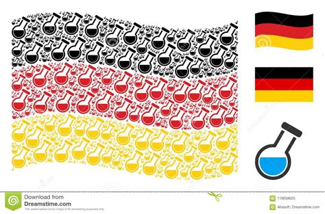 Waving German Flag Collage Of Chemistry Tube Icons Stock Vector