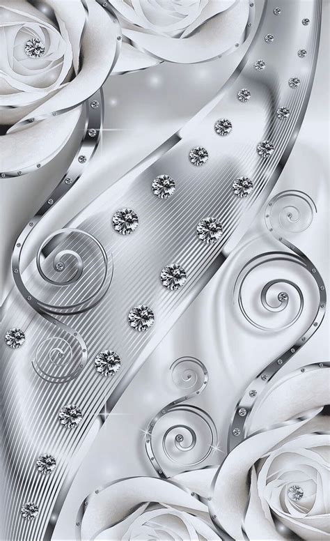 Silver And White Wallpaperby Artist Unknown Diamond Wallpaper