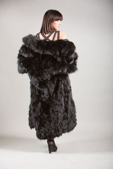 Black Fox Fur Coat 45 Length Sectional Skandinavik Fur