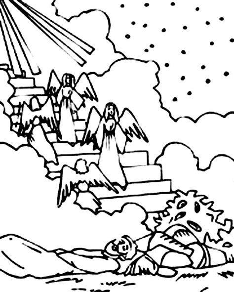 Click the jacob's ladder dream coloring pages to view printable version or color it online (compatible with ipad and android tablets). Depiction of Jacobs Ladder in Jacob and Esau Coloring Page ...