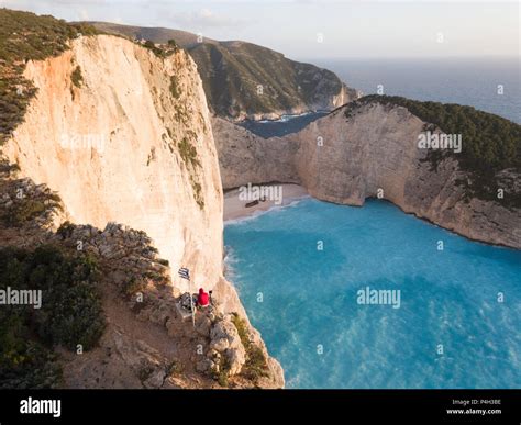 Zakynthos Shipwreck Beach From The Cliffs In Greece Taken In Spring