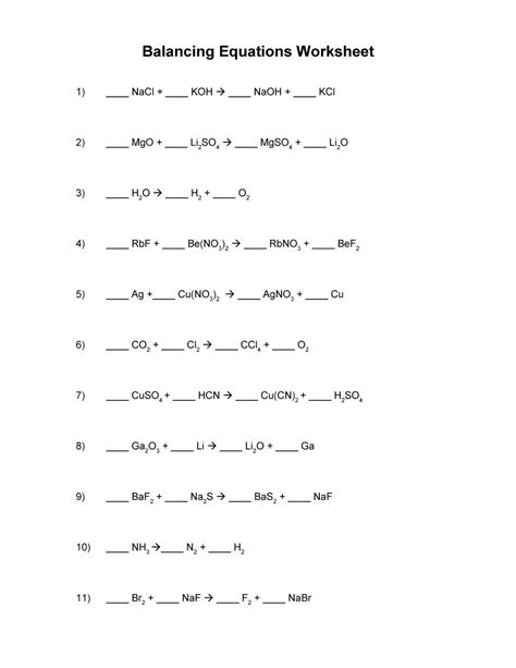 Balancing chemical equations step by step practice problems | how to pass chemistry. Balancing Equations Practice Worksheet | akademiexcel.com
