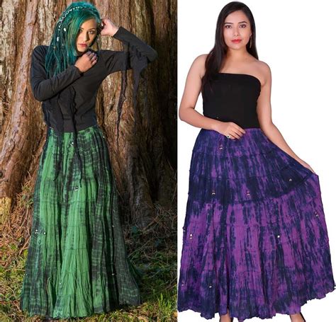 Jordash Ladies Gothic Gypsy Tie Dye Long Skirt Purple
