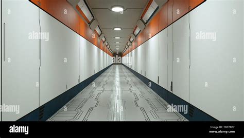 3d Render Futuristic Spaceship Scifi Corridor Architecture Stock Photo