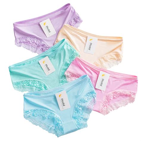 Sale Modal Cotton Sexy Lace Girls Briefs High Elasticity Bamboo Fiber Womens Comfortable