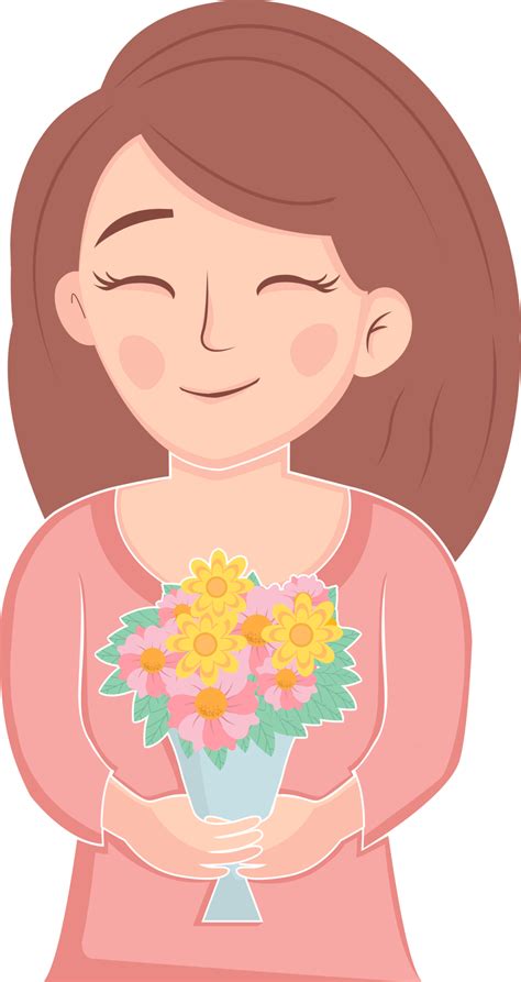 Mother Holding Flowers 34378257 Png