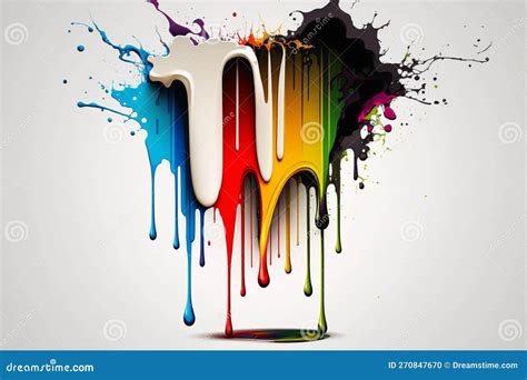 Paint Splash In Rainbow Vibrant Colors Flowing From A White Background