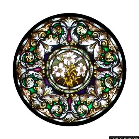 Lilies In The Round Religious Stained Glass Window