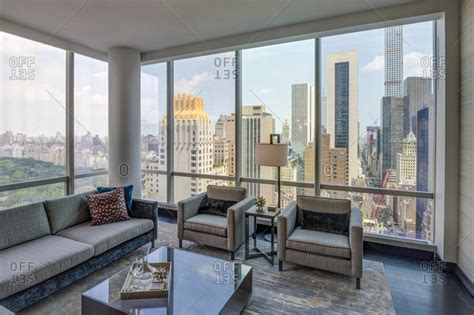 New York Ny July 27 2015 Luxury High Rise Apartment Living Room