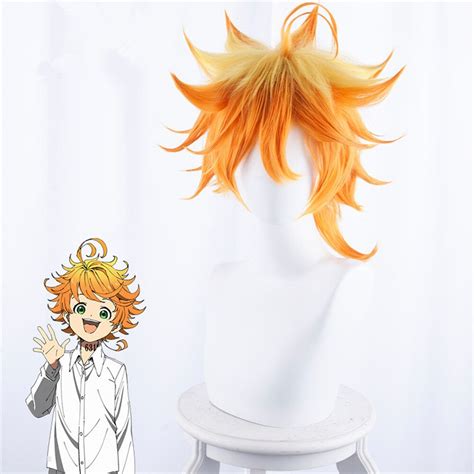 Anime The Promised Neverland Emma Cosplay Wigs Short Orange Curly Party Hair Hairpiece T