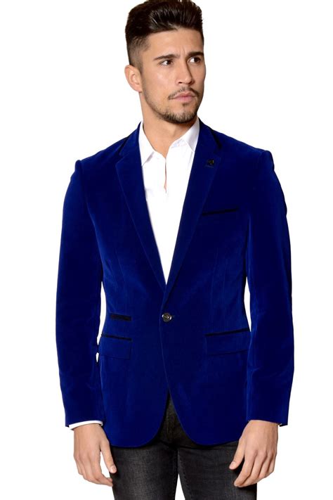 Mens Marc Darcy Designer Blue Velvet Blazer Vintage Style Jacket Ebay