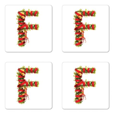 Christmas Alphabet Coaster Set Of 4 Highly Realistic Image Of F Letter