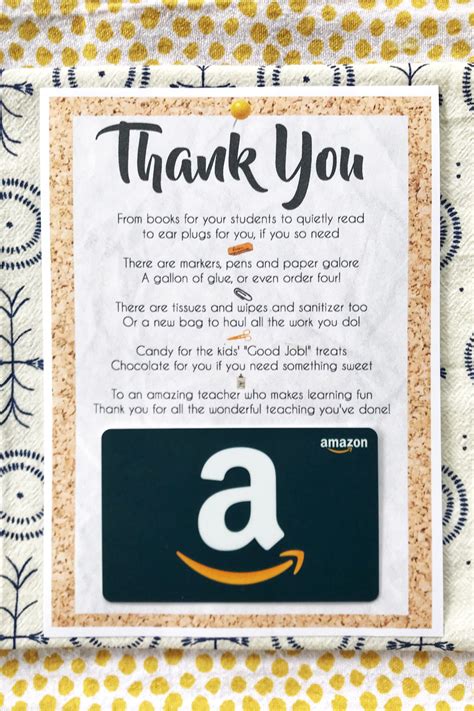 Free shipping on orders over $25 shipped by amazon. Teacher Appreciation Card Printable to use with a Gift Card | Teacher appreciation gift card ...