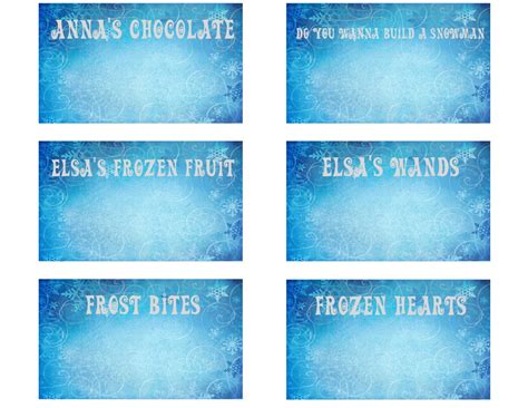 Frozen Themed Food Labels Frozen Themed Food Food Themes Food Labels