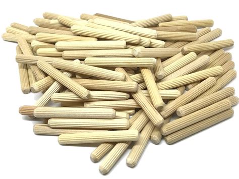 100 Pack 14 X 1 12 Wooden Dowel Pins Wood Kiln Dried Fluted And