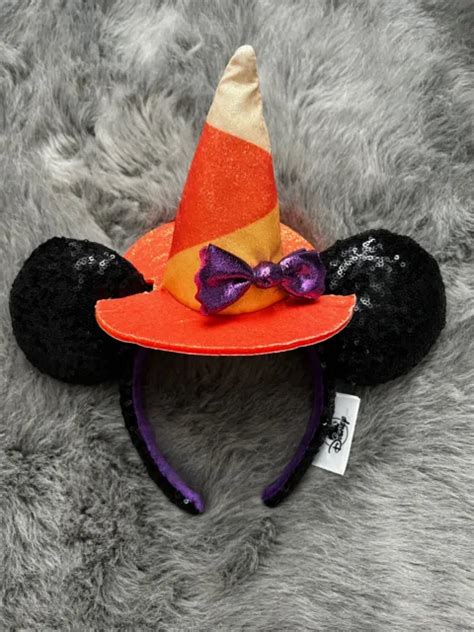 Disney Parks Minnie Mouse Halloween Candy Corn Sequined Witch Ears