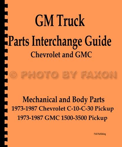 By jeff smith march 07, 2017. 1973-1987 GMC and Chevy Truck Parts Interchange Manual