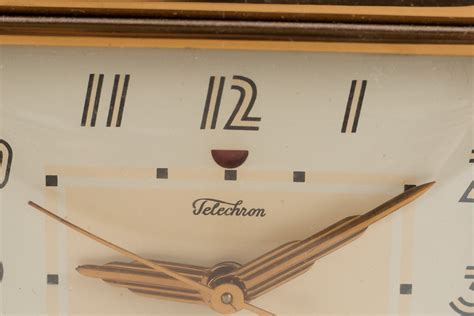 Vintage Electric Clock Wood And Brass Telechron Art Decor Mantle