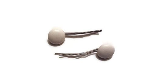 Round White Curved Bobby Pins Set Upcycled Barrette Hair Etsy Hair