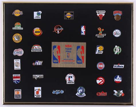 Vintage 1988 Nba Teams Le Collector Pin Set 1125x1425 Custom Framed Display With Lakers