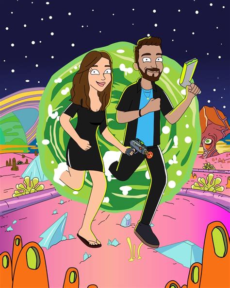 Rick Et Morty Dessin Animé Couple Portrait Jaune Cartoon Etsy