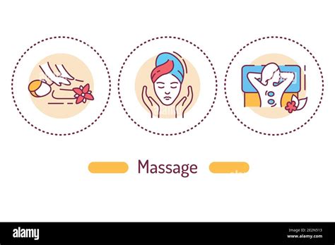 Massage Outline Concept Spa Service Line Color Icons Pictograms For Web Page Mobile App