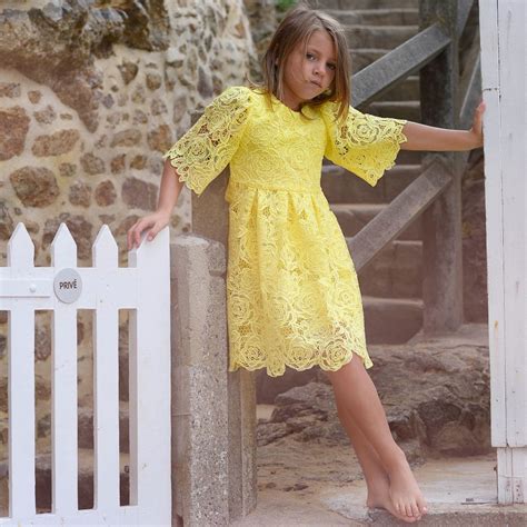 Charabia Girls Yellow Lace Dress Childrensalon Outlet