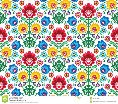Seamless Floral Polish Pattern Ethnic Background Stock Illustration