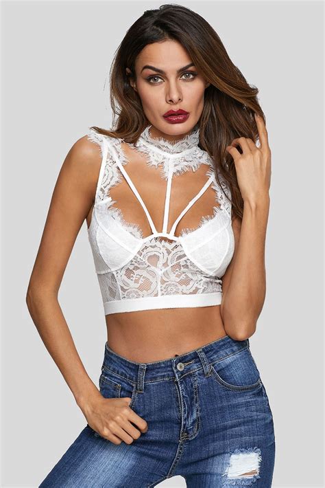 White Lace Strappy Bustier Crop Top White Bustier Lace Bustier White Lace White Bralette